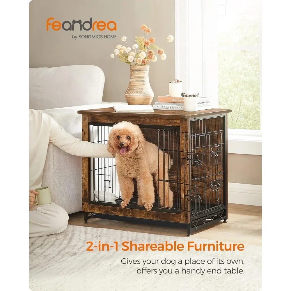 Dog Crate Furniture, Side End Table, Modern Kennel for Dogs Indoor up to 30 lb, Heavy-Duty Dog Cage