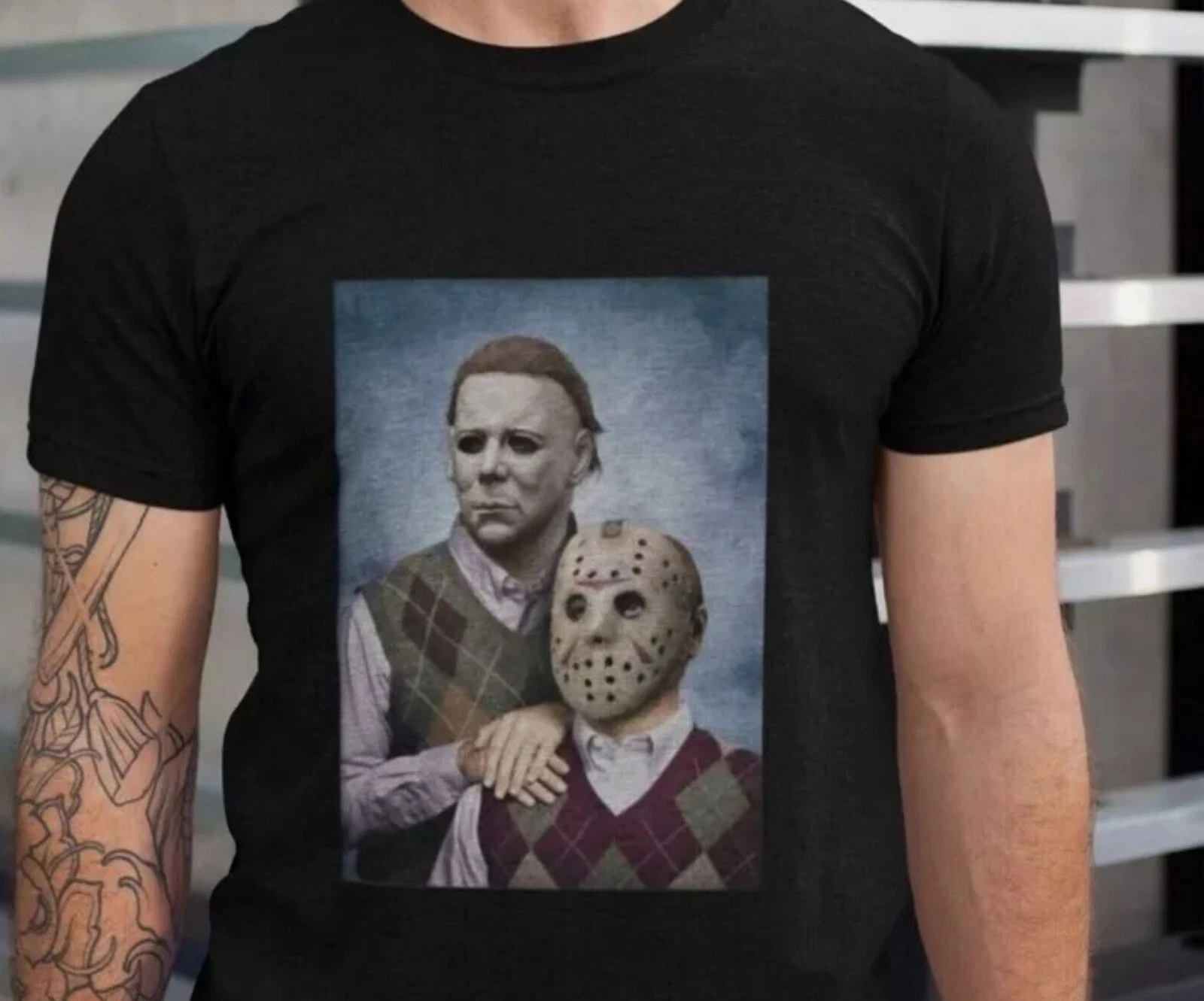 Michael Myers and Jason Voorhees Step Brothers Movie Funny t-Shirt Harajuku Vintage T Shirt