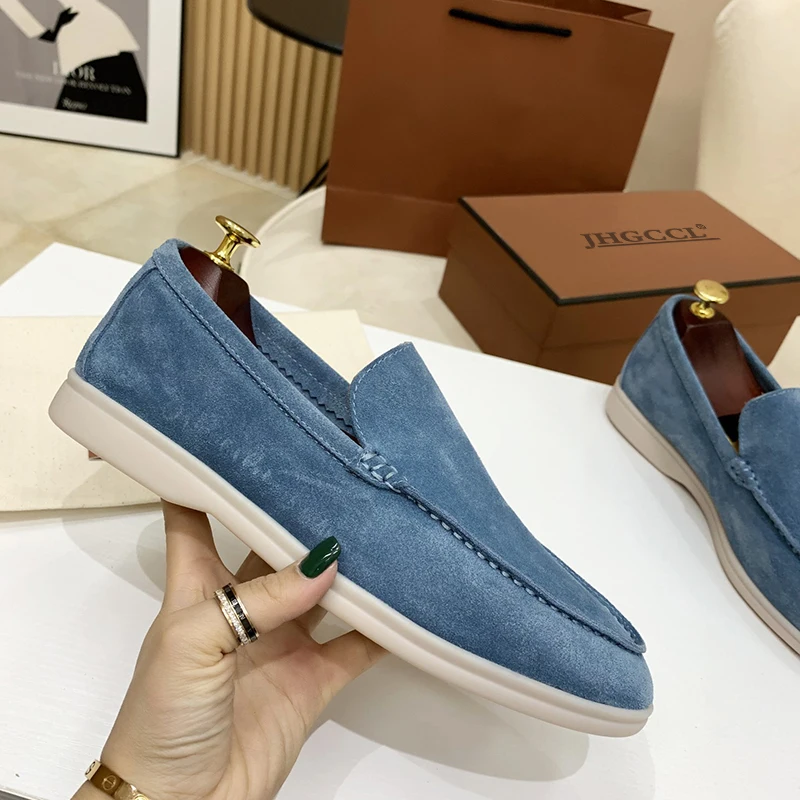 

Men's Loafers Casual Leather Business Shoes for Men Nude Blue Men's Driving Shoes Flat Rubber Sole Formal Walk Shoes A17