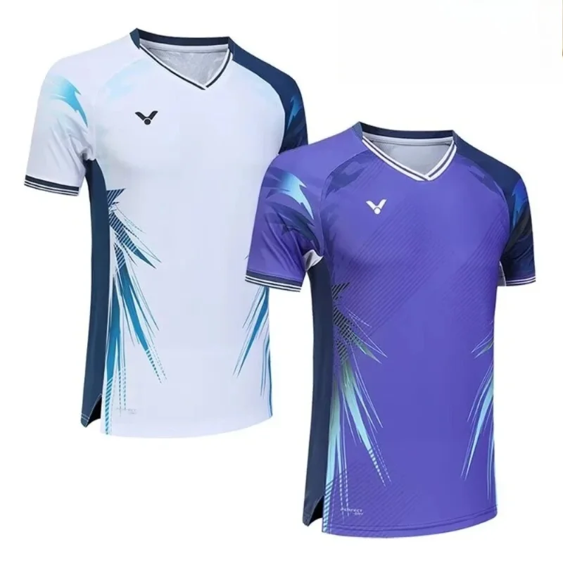 صيف جديد للنصر الريشة الملابس الرياضية قصيرة الأكمام تي شيرت مريح للتنفس ماصة للعرق دائم كول الأعلى