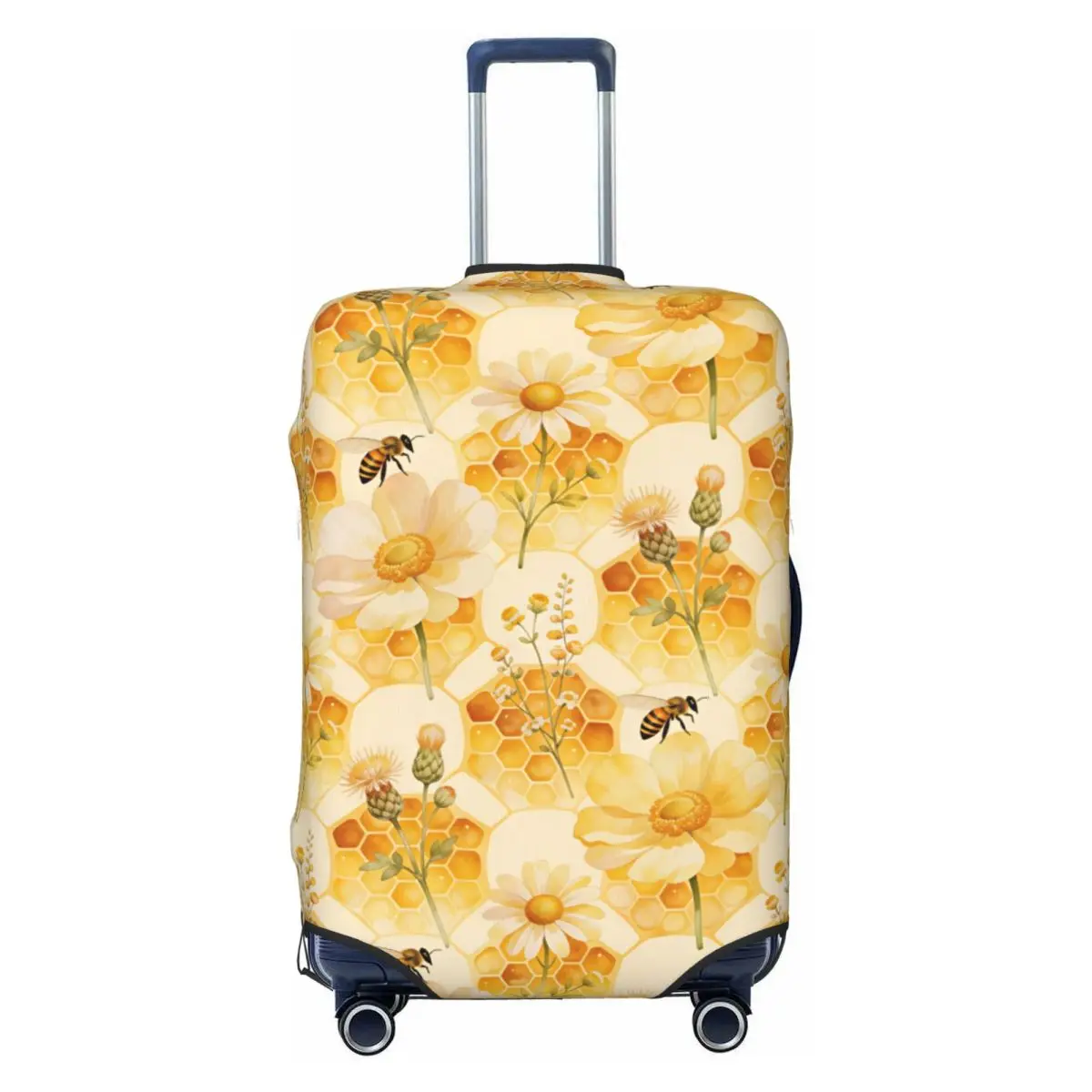 

Custom Bee Floral Watercolor Honeycomb Luggage Cover Protector Fashion Travel Suitcase Covers for 18-32 Inch