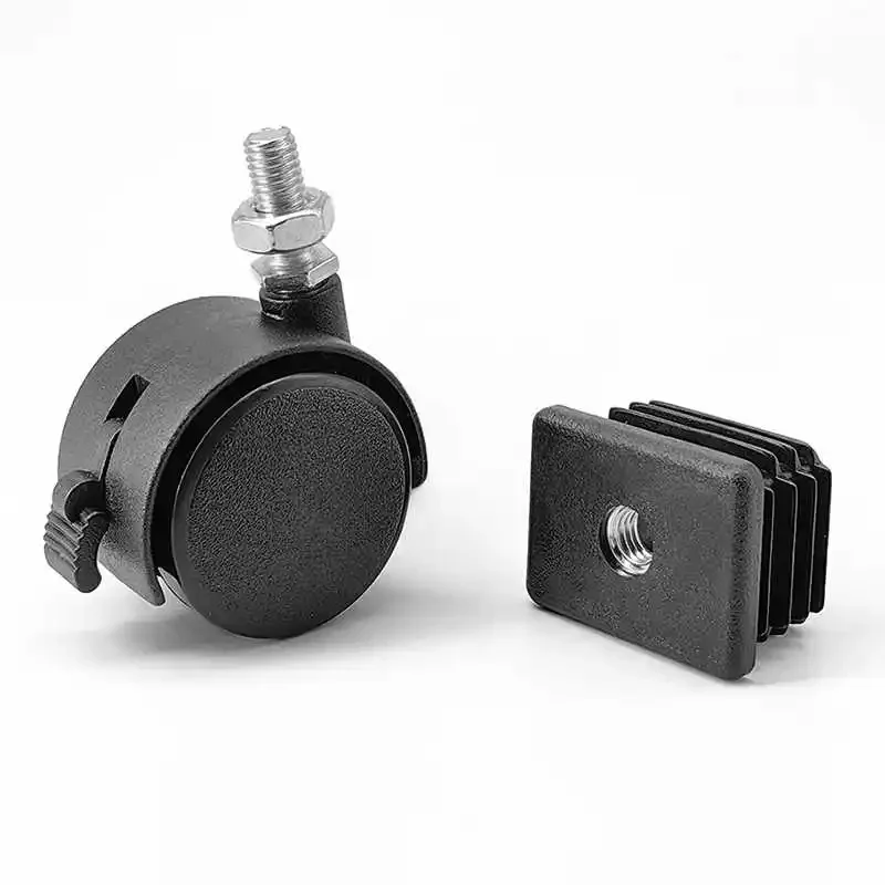 عجلات العجلات البلاستيكية القابلة للتعديل عجلات العجلات 20-50 مللي متر أنبوب مربع أنبوب دائري انزلاق عجلة كم الأثاث حماية الصدمات الساق