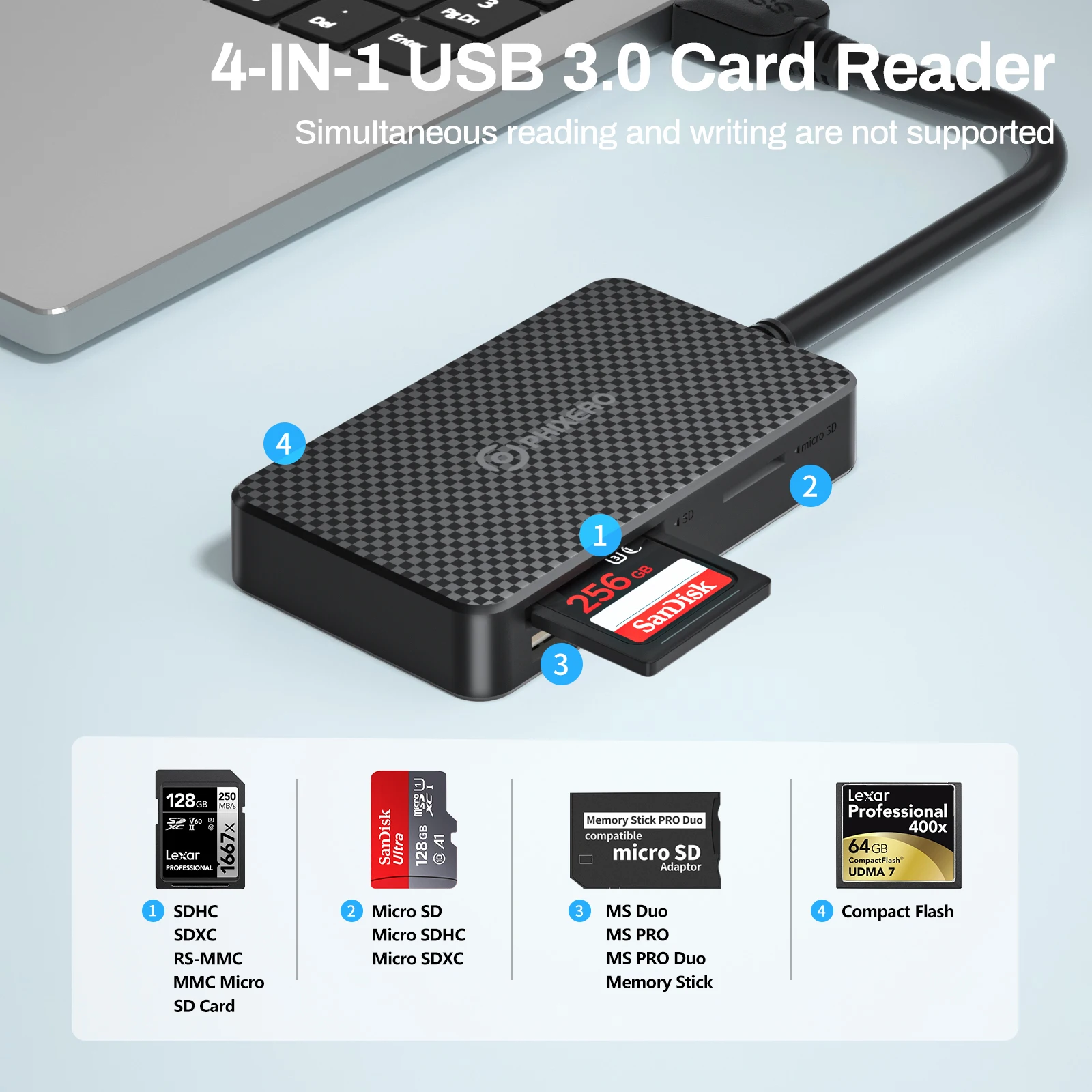 PHIXERO Card Reader Type-C to SD Micro SD TF Memory Card Adapter for PC Laptop Accessories Multi Smart Card Reader