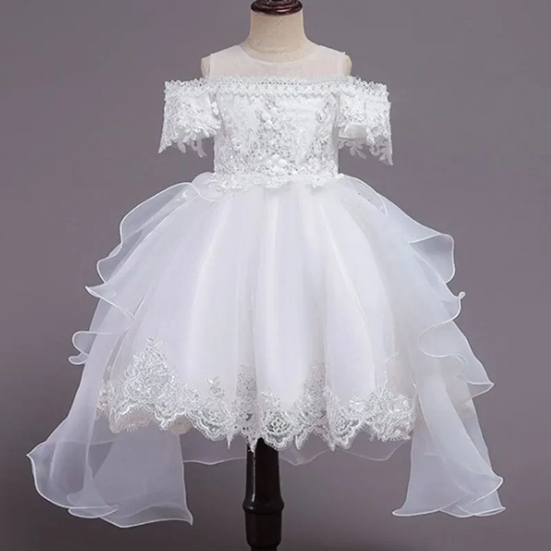 Summer Pageant Pink Flower Princess Dress Elegant Kids Dresses For Girls Clothes Children Clothes Party Wedding Dress 10 12 Year