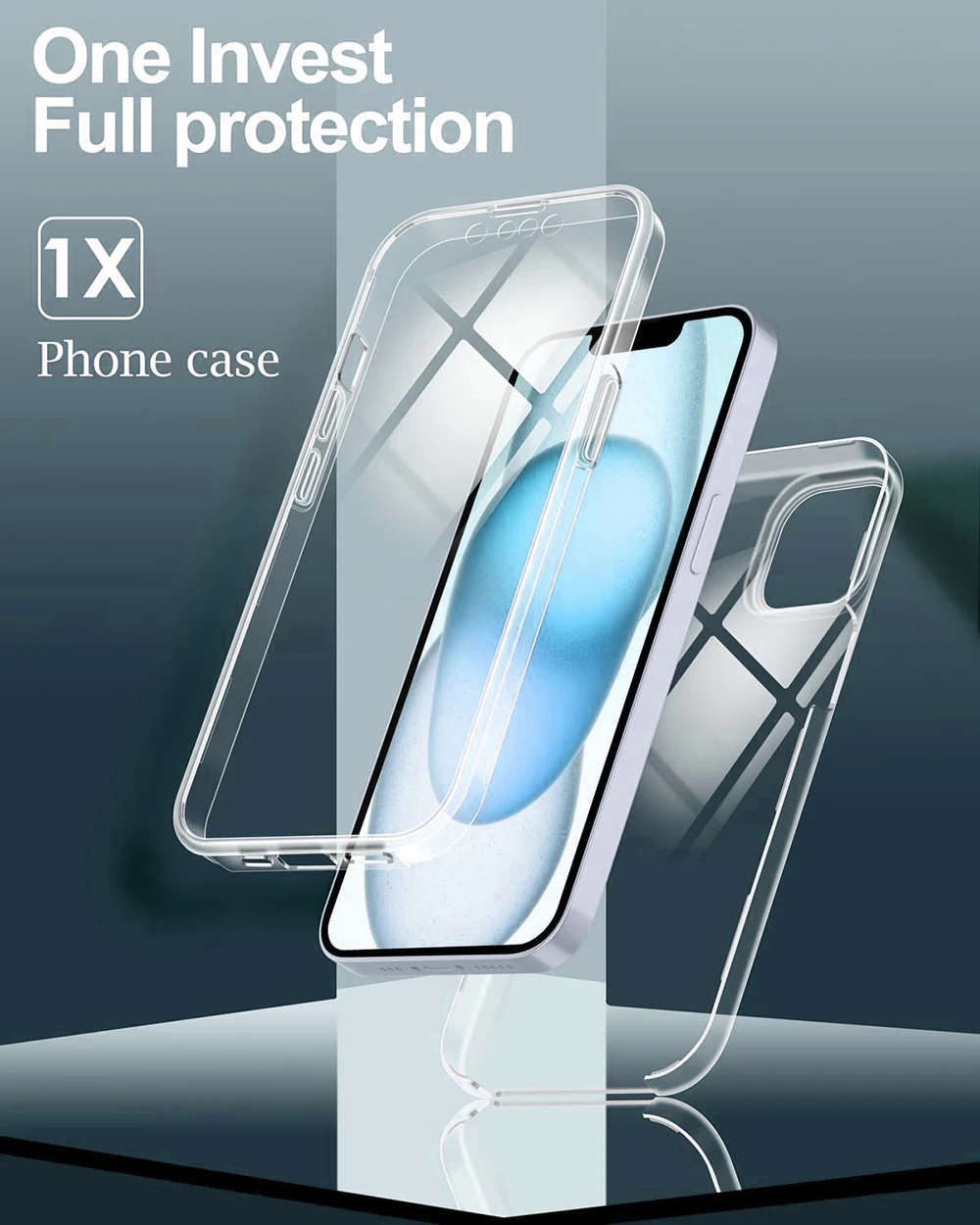 360 ° Etui Full Body Cover do iPhone\'a 16 15 14 13 12 11 Pro Max Plus Mini Clear Hybrid Thin Hard Silicone Soft Shell Shockproof