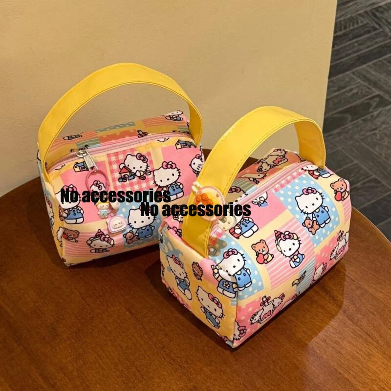 Sanrio Hello Kitty Cartoon Makeup Bag Kt Cat Portable Travel Toiletry Bag Outing Tee-Dimensional Handbag Girl Birthday Gifts view 4
