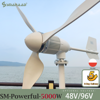 SMARAAD More Powerful 5000W Horizontal Wind Turbine Generator Windmill With Free MPPT Charger Controller and Off Grid Inverter