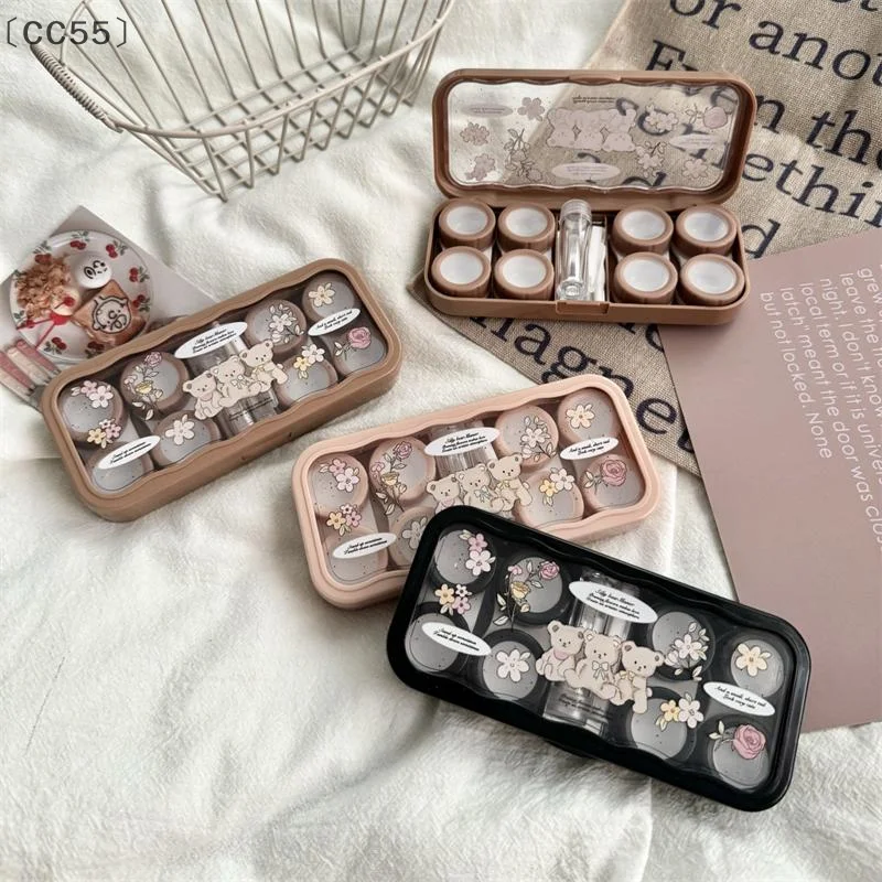 

〔CC55〕Cartoon Bear Contact Lens Storage Case With Mirror Portable Contact Lens Container Box For Travel Outdoor Organizer Tool