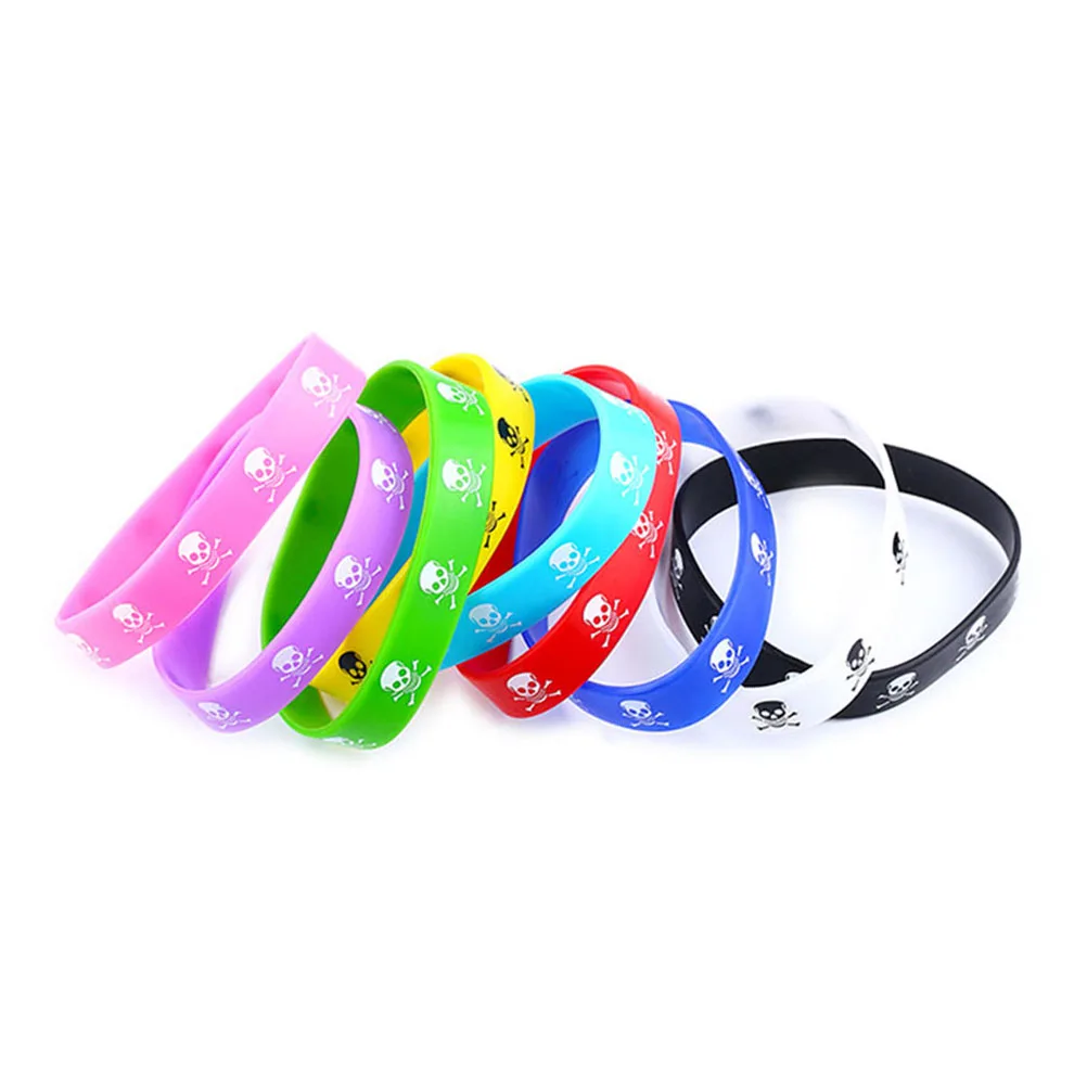 

30 Pcs Skull Head Sports Wristb Silicone Bracelet Durable Reusable Fashion Gifts For Hiking Riding