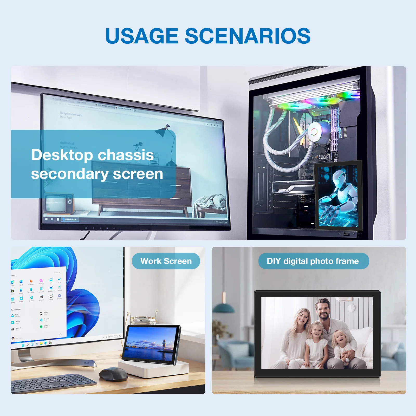 5.7 inch 1920x1080 IPS Portable Monitor Type-C USB-C HDMI Gaming Display VESA for Switch PS5 Laptop Camera