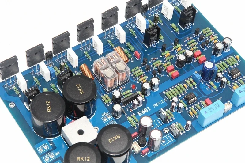 E601 C5200 T1943 Tube Fever HiFi 300W+300W High-Power Class AB 2.0 Channel Audio Amplifier Board z obwodem zabezpieczającym