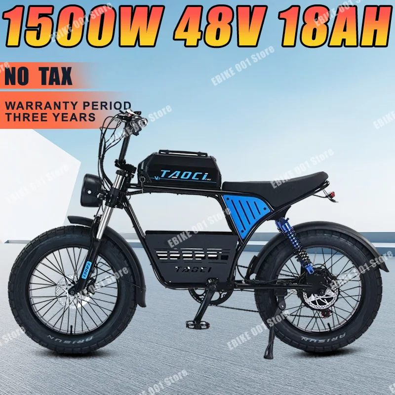 

AKEZ USA Stock Off-road Electric Bicycle 48V18AH 1500W Motor 20inch Fat Tire Ebike Mountain Snow Electric Bike Adult Motorcycle