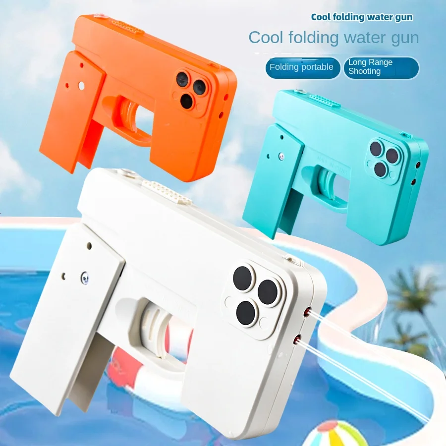 New Folding Mobile Phone Water Gun Children\'s Toy Gun Outdoor Swimming Pool Water Fight Party Water Gun Toy Birthday Gift