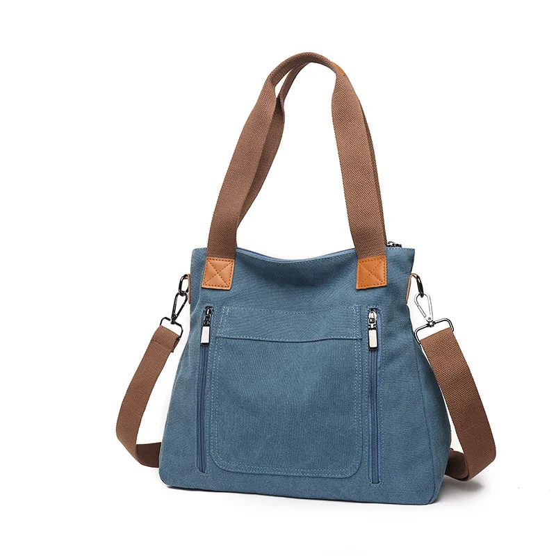 Bolso de mano de lona de gran capacidad para mujer, bolsos femeninos de moda coreana Simple, bolso de hombro informal para compras y viajes