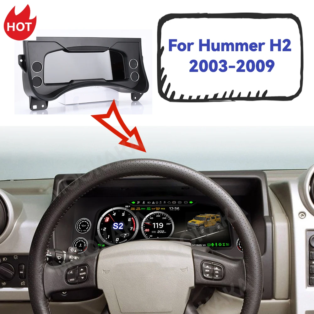 

Car Digital Cluster For Hummer H2 2003-2009 Dashboard Auto Virtual Cockpit Instrument QLCD Speedometer Odometer Screen Head Unit