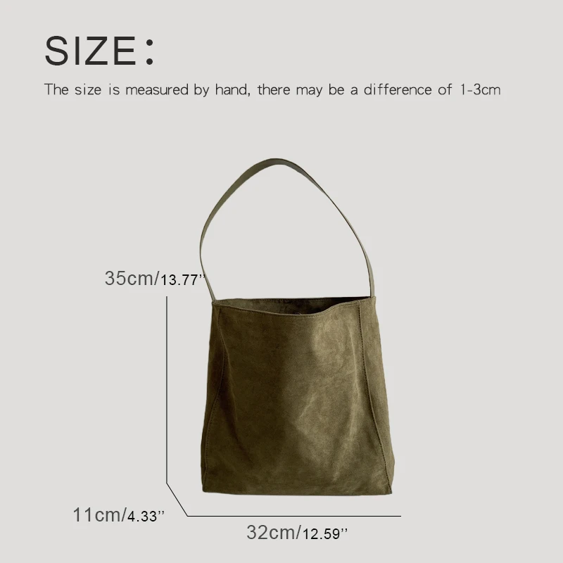 Korean Large Capacity Bags For Women Luxury Designer Handbags And Purses 2023 New In Faux Suede Vintage Nubuck Leather Shoulder