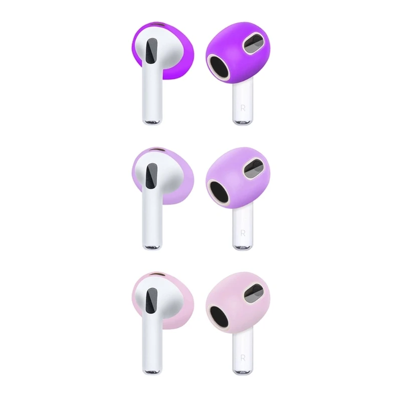 3คู่ซิลิโคนที่มีสีสันหูฟังหูฟังสำหรับ Airpods Pods 3หูฟังหูฟังหูฟัง
