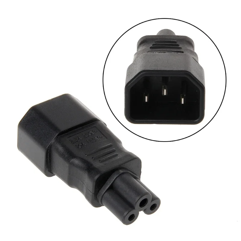 IEC 320 C14 3-pins mannelijk naar C5 3-pins vrouwelijke stekkerconverteradapter
