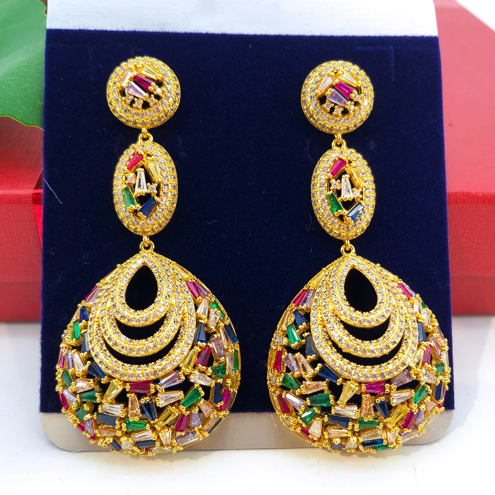 

Missvikki Noble Luxury Big Pendant Drop Earrings Paved AAA Cubic Zirconia For Women Accessories Bridal Wedding Jewelry Brinco