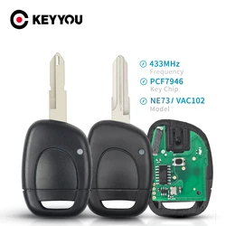 KEYYOU uzaktan araba anahtarı 1 düğme Renault Clio II için 2001 2002 2003 2004 2005 PCF7946 Transponder çip 434Mhz NE73 VAC102 bıçak