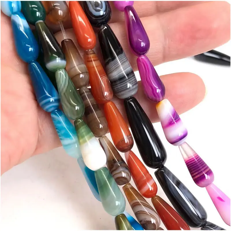 6X16/10x30mm Faceted Water Drop Shape Onyx Stone Natural Botswana agate Loose Beads for Jewelry DIY Earring pendant Making