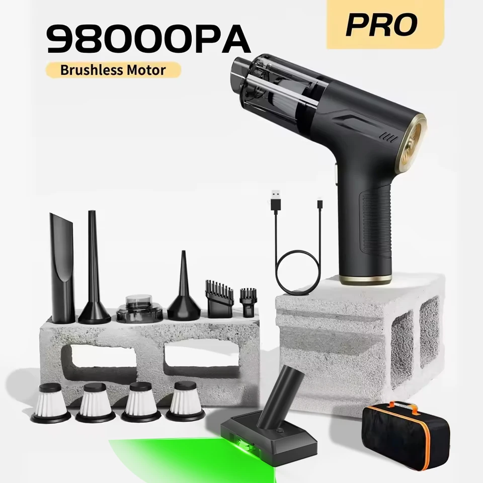 CENRR 98000PA Mini-autostofzuiger Draadloze krachtige draadloze autoreiniger Handheld draagbare stofzuiger Luchtpistool
