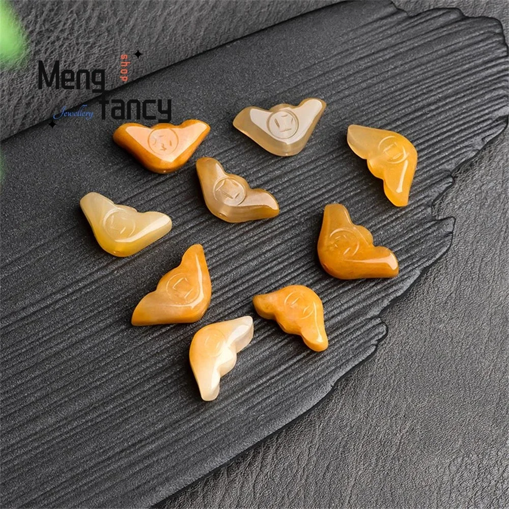 Natural Gobi Topaz Jade Yuanbao Loose Beads Handmade DIY Material Accessories Simple Exquisite Fashion Fine Jewelry Holiday Gift