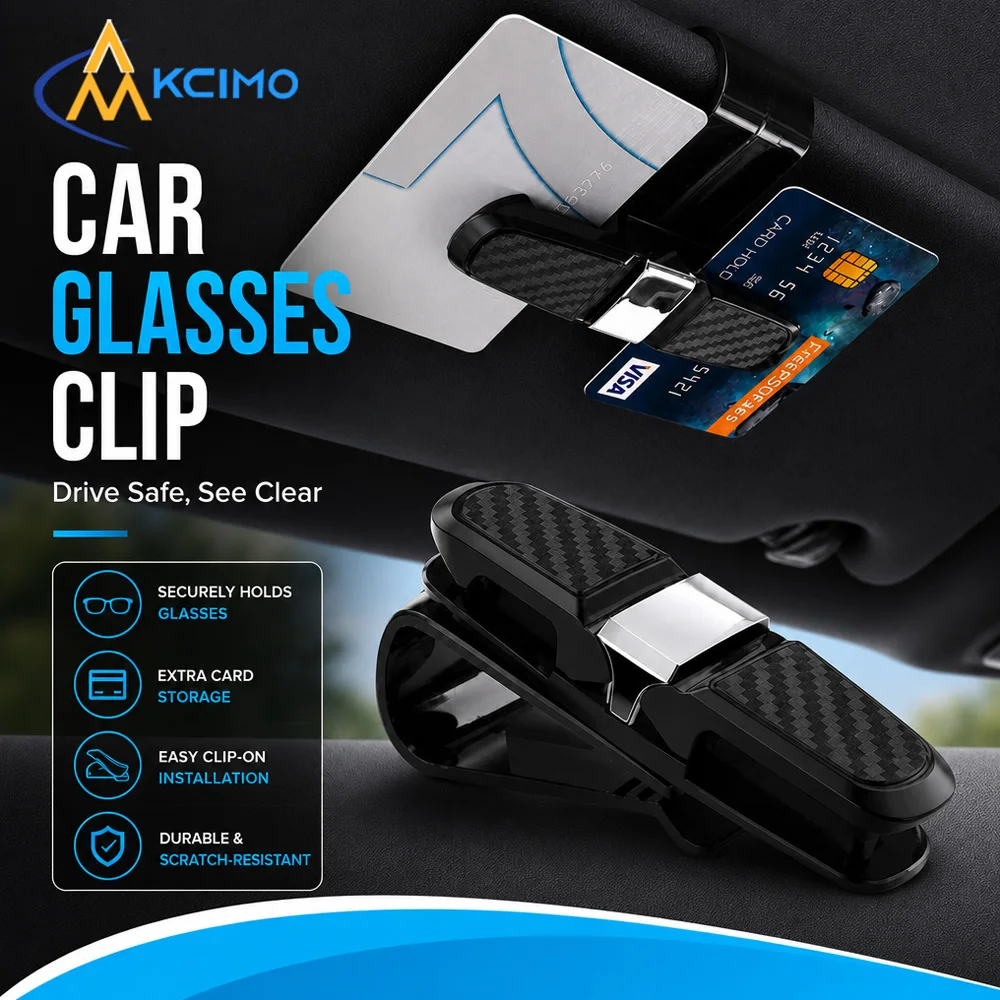 Car Sun Visor Mount Sunglasses Holder Carbon Fiber Eyeglasses Clip Multifunctional Ticket Card Fastener Decorative Interior Part