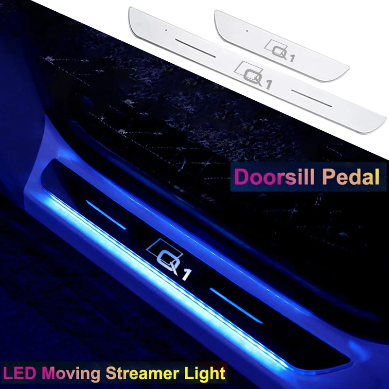 Car Interior For Audi Q1 Emblem LED illuminated Auto Door Sill Light Logo Projector Lamp Scuff Plate Welcome Pedal Moving Light