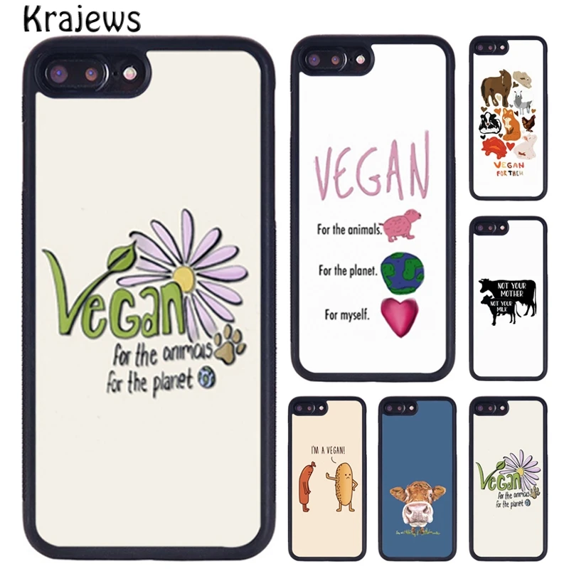 Krajews Vegan Vegetarian Cow Phone Case For iPhone 16 15 14 X XR XS 11 12 mini 13 Pro MAX Plus cover shell coque