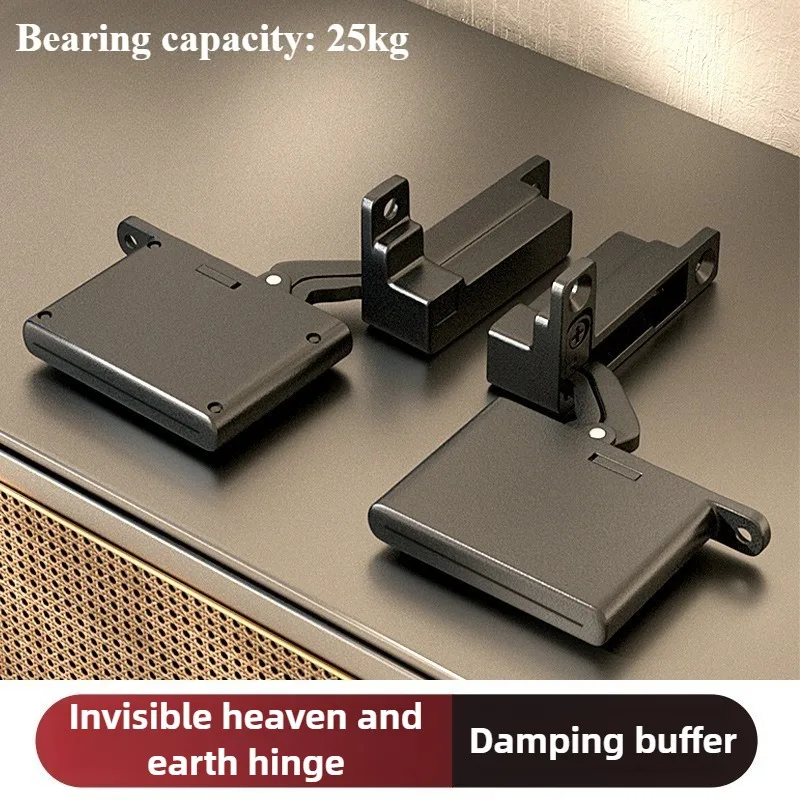 25KG Glass Door Hinges Hydraulic Cushion Upper and Lower Hinges Adjustable Invisible Hidden Rotary Shaft Furniture Fittings