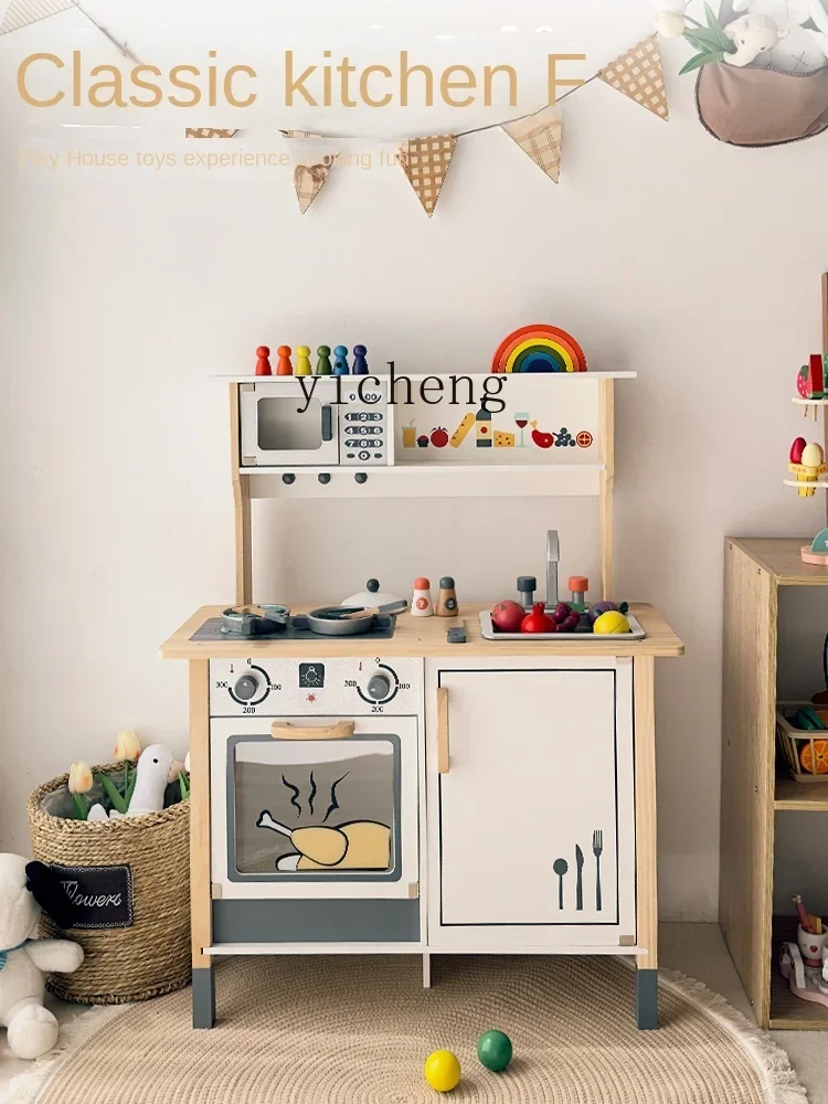 XL Kinder große Küche Spielzeug Kochen und Kochen Simulation Küchenutensilien Anzug Holz Mädchen Junge