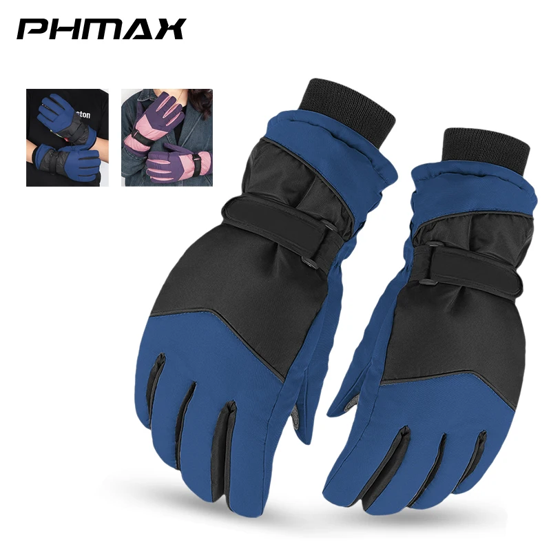 PHMAX-Luvas térmicas à prova de vento com função touchscreen para homens e mulheres, luvas de esqui, snowboard, esqui, quente, motocicleta, neve