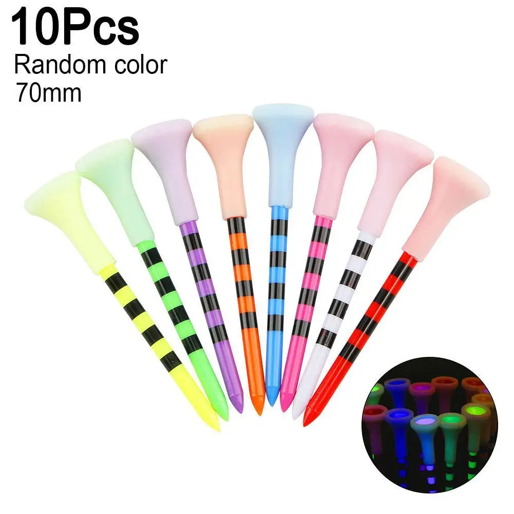 

10pcs sports super bright LED golf tee Golf Rubber Band Glitter Tee with cartoon pattern with handmade rope to prevent loss of