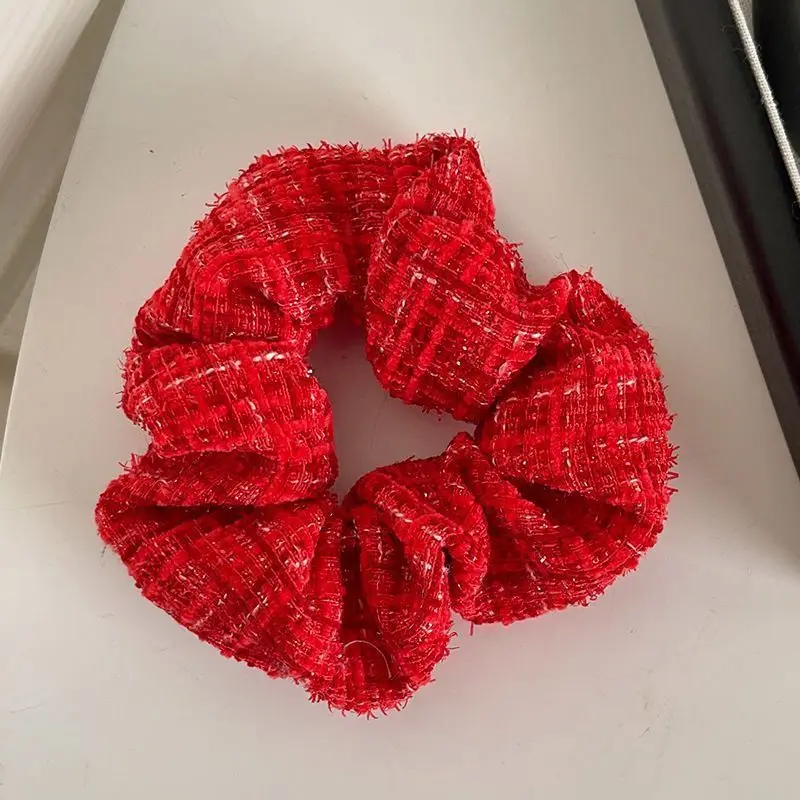 Red Scrunchies Elastic Hair Bands Women Girls Headbands Ponytail Holder Hair Ties Winter Fashion Hair Accessories