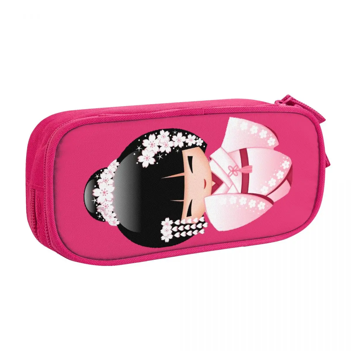 Custom Kawaii Kokeshi Doll Pencil Case Boy Girl Large Capacity Japanese Kimono Geisha Girl Pencil Pouch School Accessories