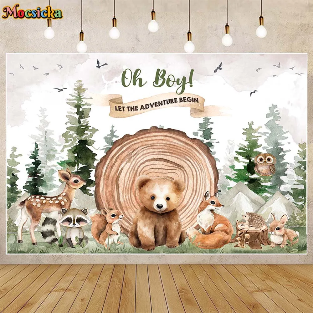 

Mocsicka Let The Adventure Begin Backdrop Wild Jungle Animals Boys 1st Birthday Party Decor Baby Shower Background Banner Custom