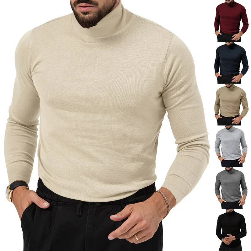 2024 Autumn and Winter New Knitted Cashmere Sweater Men's High Elasticity High Neck Thickened Young Men's Thermal Underwear