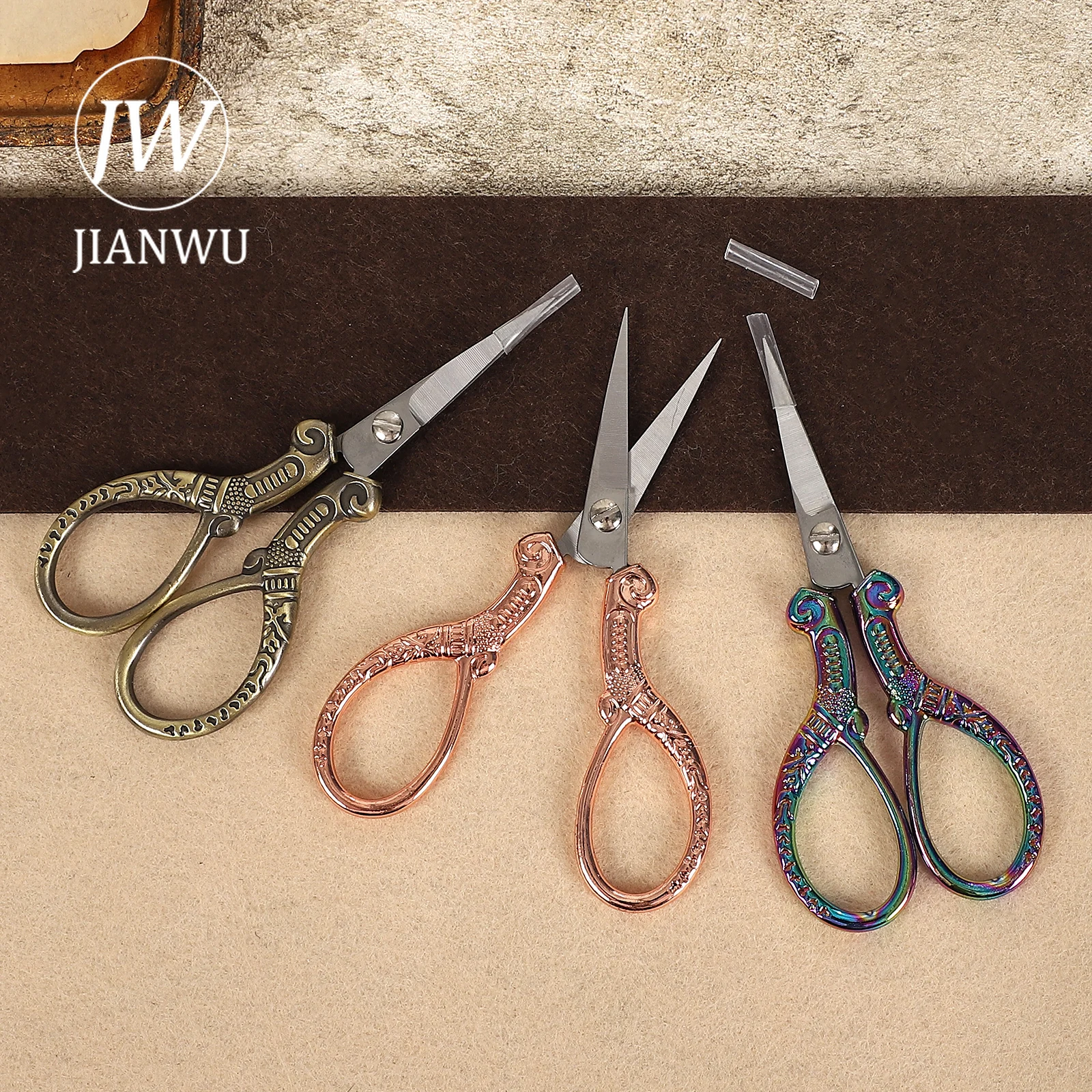 JIANWU No.1 Vintage Embroidery Metal Scissors Material Scrapbook Cutting Tools Creative DIY Journal Student Supplies Stationery