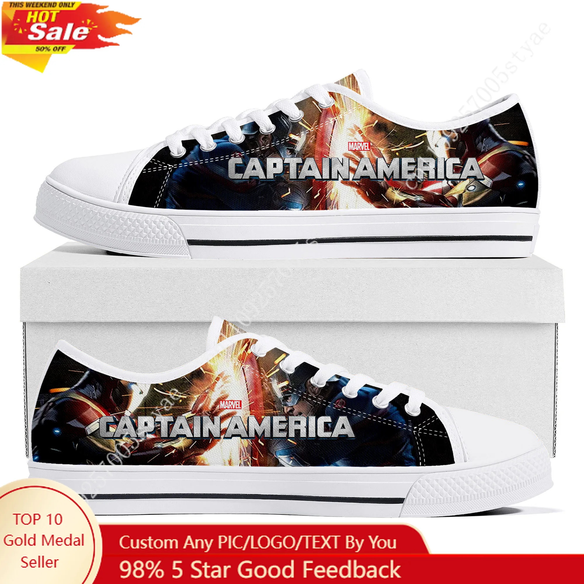 

Marvel Captain America Steve Rogers Low Top Sneakers Womens Mens Teenager High Quality Shoes Tailor-Made Canvas Sneaker Shoe