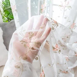 Fashionable, cute, simple floral transparent sheer curtains, suitable for windows, bedrooms, living rooms, household items