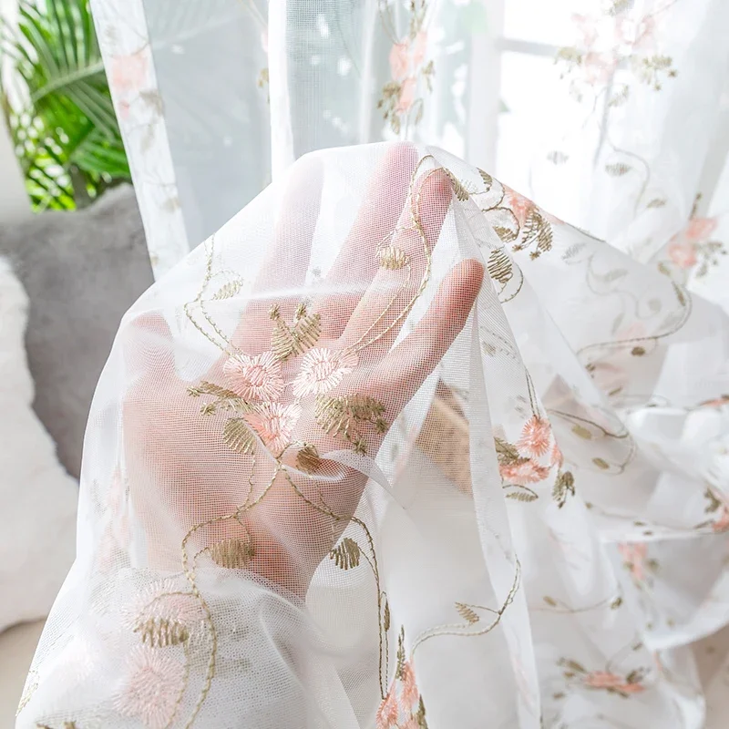 Fashionable, cute, simple floral transparent sheer curtains, suitable for windows, bedrooms, living rooms, household items