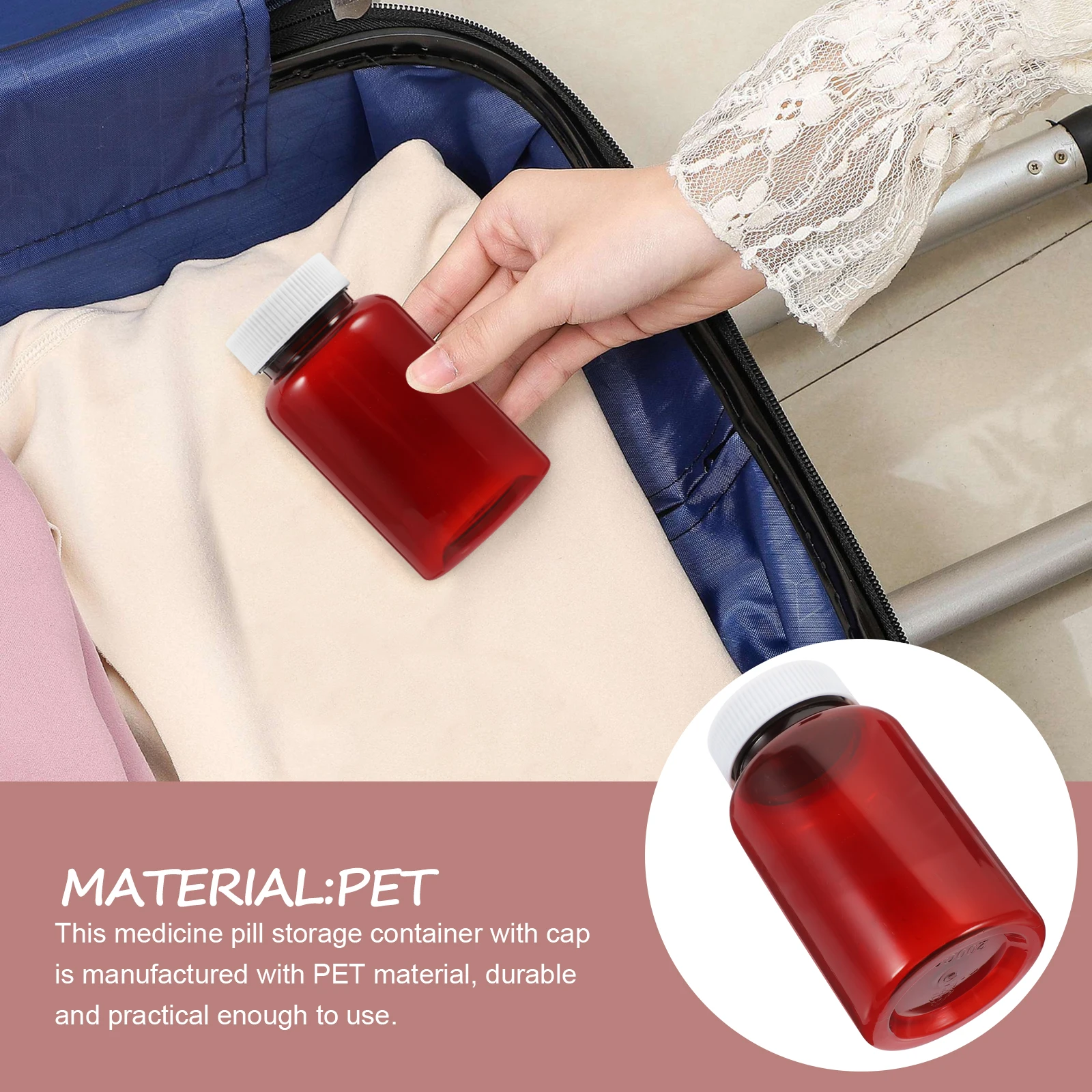 

12 Pcs Pill Bottle Jar Empty Amber Medicine Storage Containers Small with Cap Travel