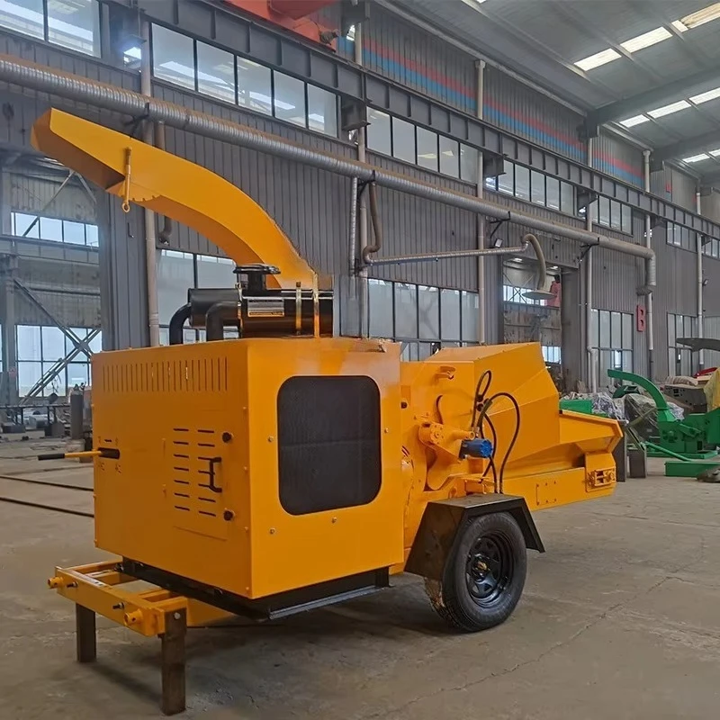 Heavy Wood Chipper Shredder Mobile Grinder Garden Branch Crusher Movable Strong Wood Chipper