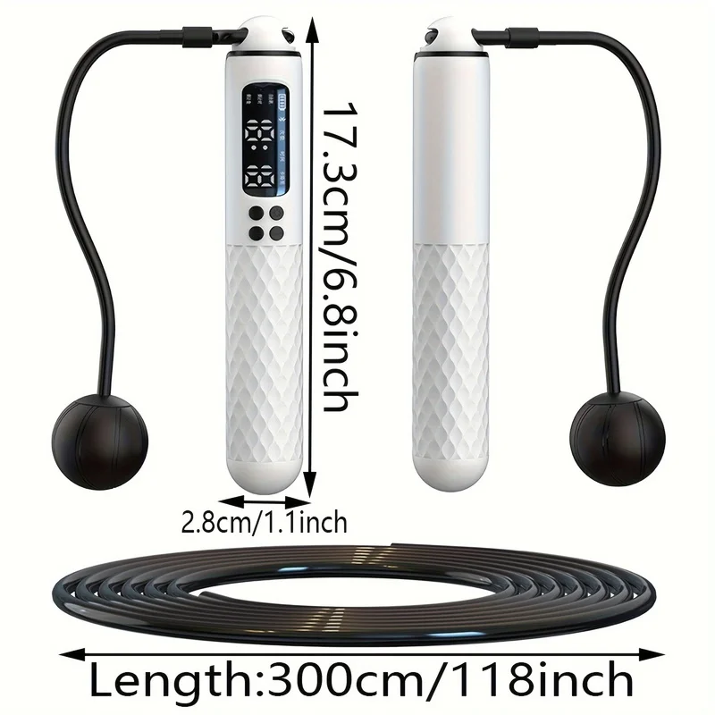 Digital Counting Jump Set with USB Charging Whistles - Cordless/Corded Adjustable Skipping Rope Exercise and Fitness, 14+ Age Gr