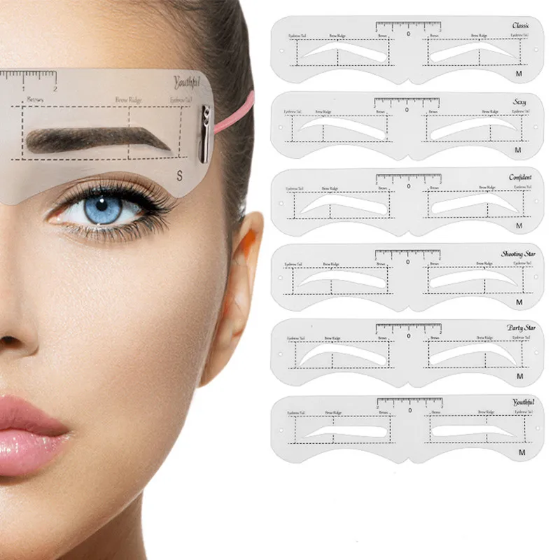 New Fixed Eyebrow Shaper Template Reusable Eyebrow Stencil Set  Brow Definer Eyebrow Position Ruler Guide Sticker Makeup Tools