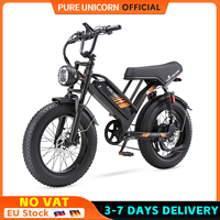 PURE UNICORN U5 Adult Electric Bike 48V 1000W 19.2Ah Fat Tire Bike 20 Inch Electric Bicycle 45KM/H Motorbike Moped-Styled E-Bike