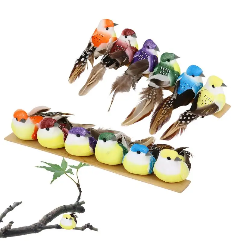 Faux Birds 12X Christmas Tree Decorations With Feather Tail Realistic Bird Clip On Ornaments For Outdoor Garden Patio Tree Yard