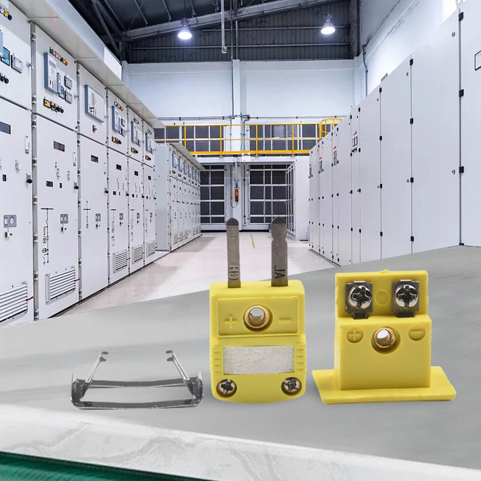 1 Set K Type Thermocouple Miniature Socket Alloy Panel Mount Yellow Portable Practical Stock Accs High Quality