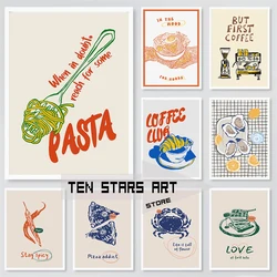 Food Lovers Wall Art Canvas Printing Foods Line Art Painting Poster Kitchen Dining Room Foodies Print Wall Decor Aesthetic Decor